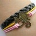 Bracelet-cat  bracelet,pink wax cord bracelet,black braid bracelet-Z239