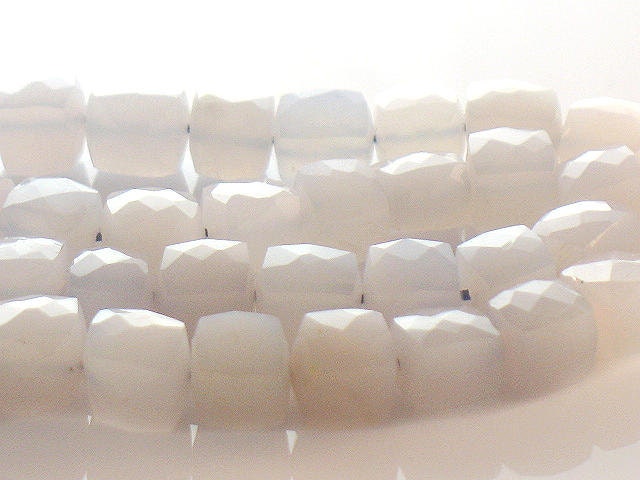 AAA Blue Chalcedony Beads 7mm Faceted Cube 10 Inch Strand Blue Gemstone For Handmade Jewelry Design Icy Blue