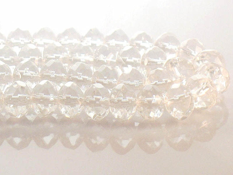 AAA Rock Crystal Quartz Beads 10mm Faceted Rondelle Clear Crystal Gemstone Designer Quality For Handmade Jewelry Design Wedding Bridal