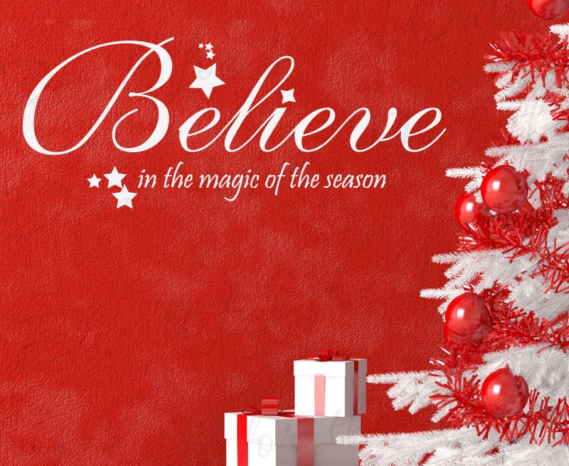 Believe Magic Season Christmas Religious God Christ Christian Bible Wall Decal Vinyl Quote Saying Lettering Sticker Graphic Decor Art C5