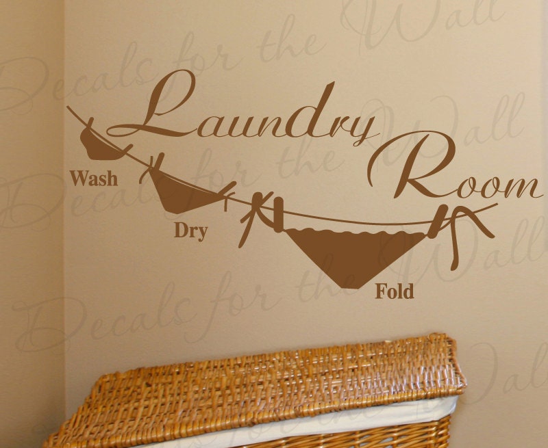 Laundry Room Wash Dry Fold Cleaning Clothes Room Mom Quote Sticker Graphic Adhesive Vinyl Wall Decal Lettering Art Decor Decoration LA19