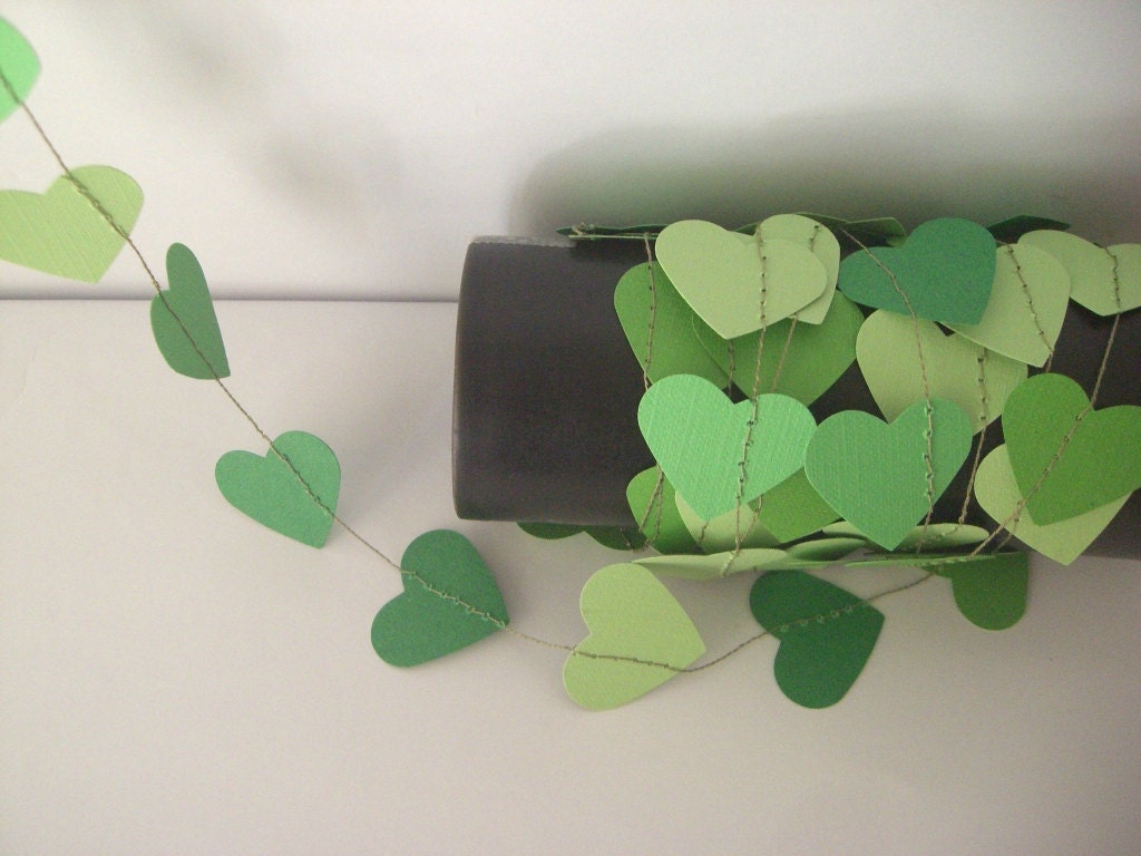 Paper garland- Hearts green-home decor- kids room decor - nursery decoration-party decor