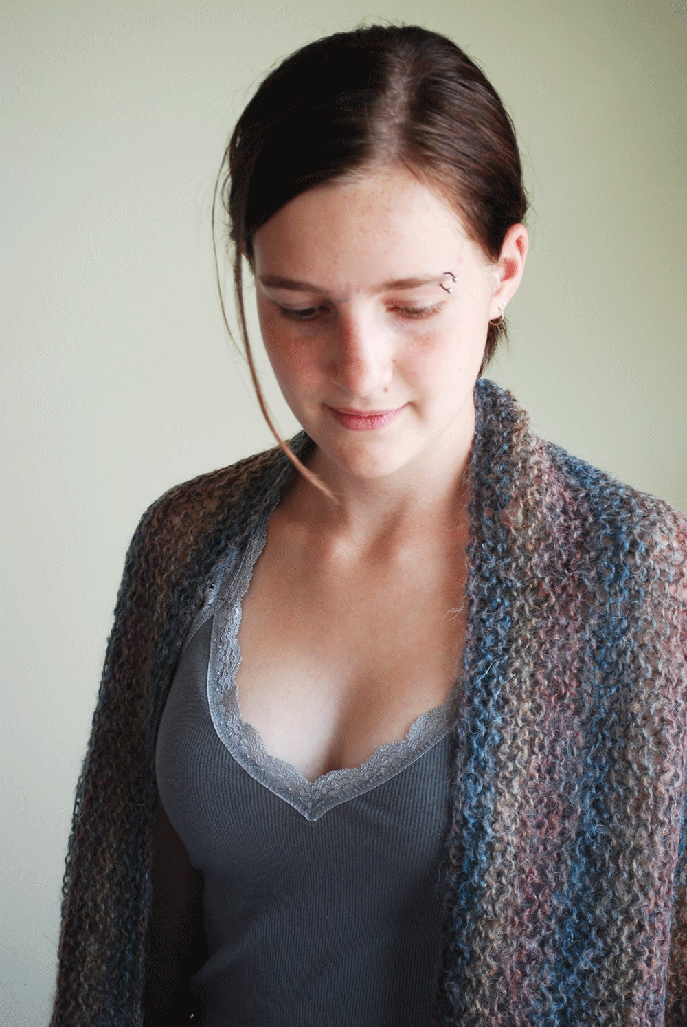 Hand Spun Mohair Wool Mix Womans Shawl