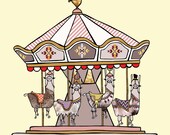 Llama carousel art print