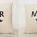 Mr and Mrs - Moustache and Lips Throw Pillow Cushion Cover - Perfect Wedding Gift For a Trendy Modern Couple