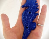 BOLD royal navy blue // SEAHORSE wall hook towel hook // NAUTICAL boys kids bathroom bedroom decor // hand painted // beach