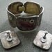 RESERVED Taxco Mexico early Vintage Sterling Silver 925 with Copper Bracelet Earrings Set