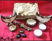 Dark Altar set portable wicca pagan - pocket - ritual spell wiccan witch magic - with wooden box
