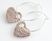 Silver Heart Earrings, Silver Earrings, Dangle Earrings