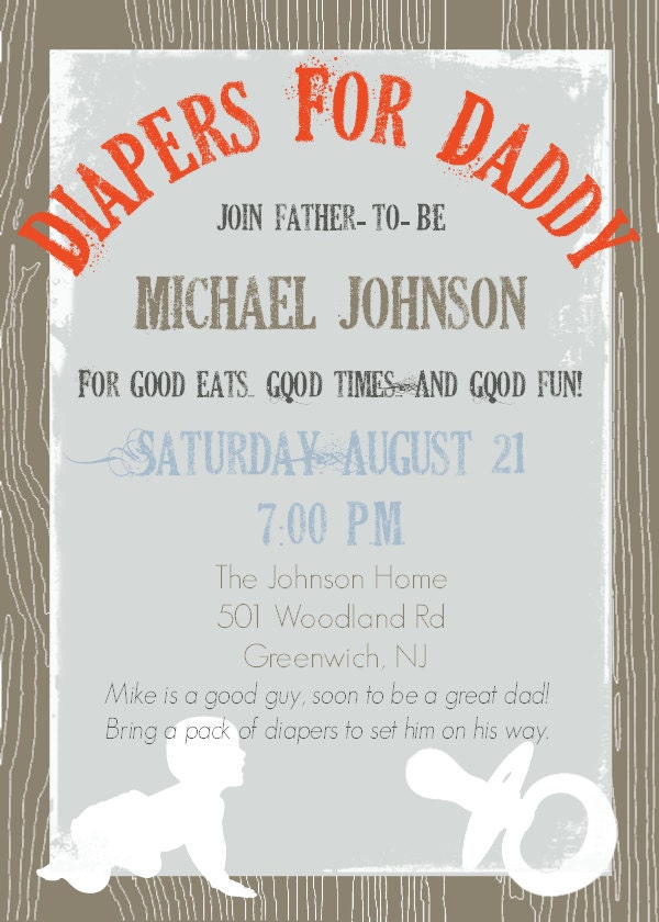 Daddy Diaper Baby Shower - Dad Shower Invitation