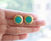Circle with turquoise circle stud earring