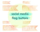 Water Color Blog Buttons - Social Media & Site Navigation Buttons
