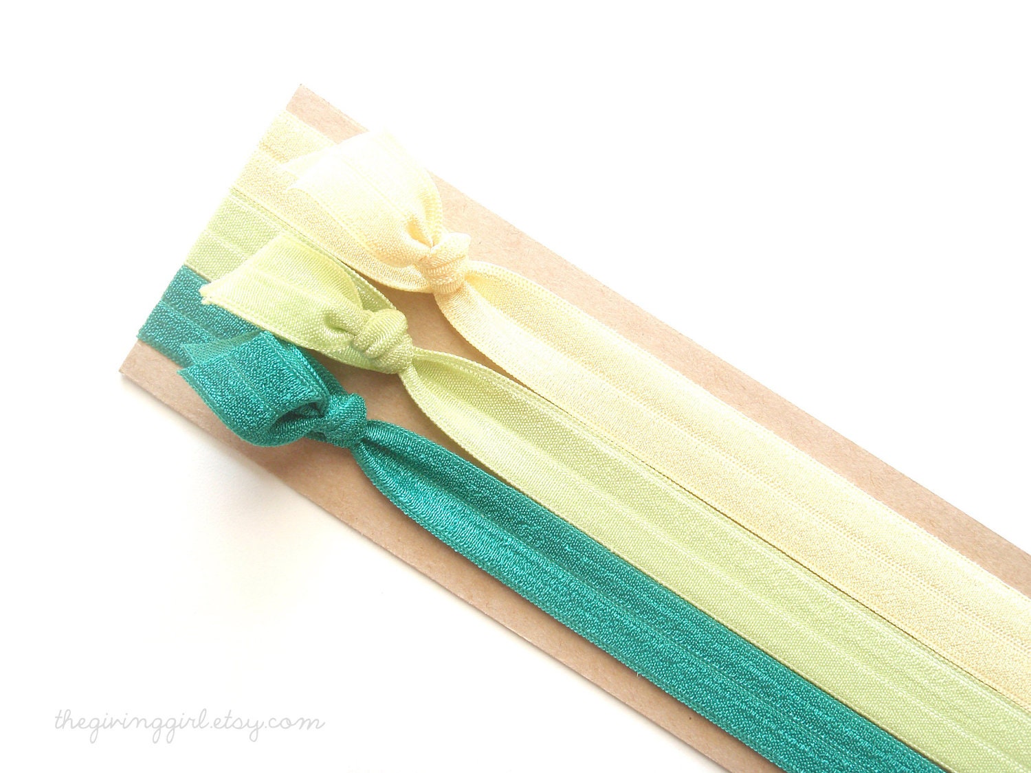 Lime Set: 3 Handmade Elastic Headbands, Solid Colors,