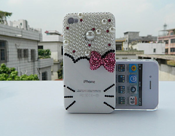 iphone case iphone 4 case hello kity case White case Pearl case gifts