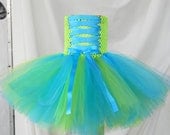 Bright Blue and Neon Green Ballerina Tutu Dress
