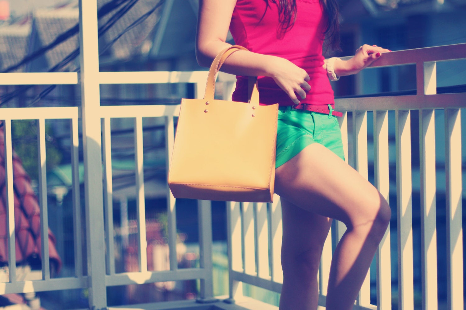 MUSTARD - Leather Tote Bag in Mustard Yellow
