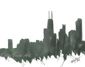 Olive Green Chicago Skyline, 8.5x11" Print
