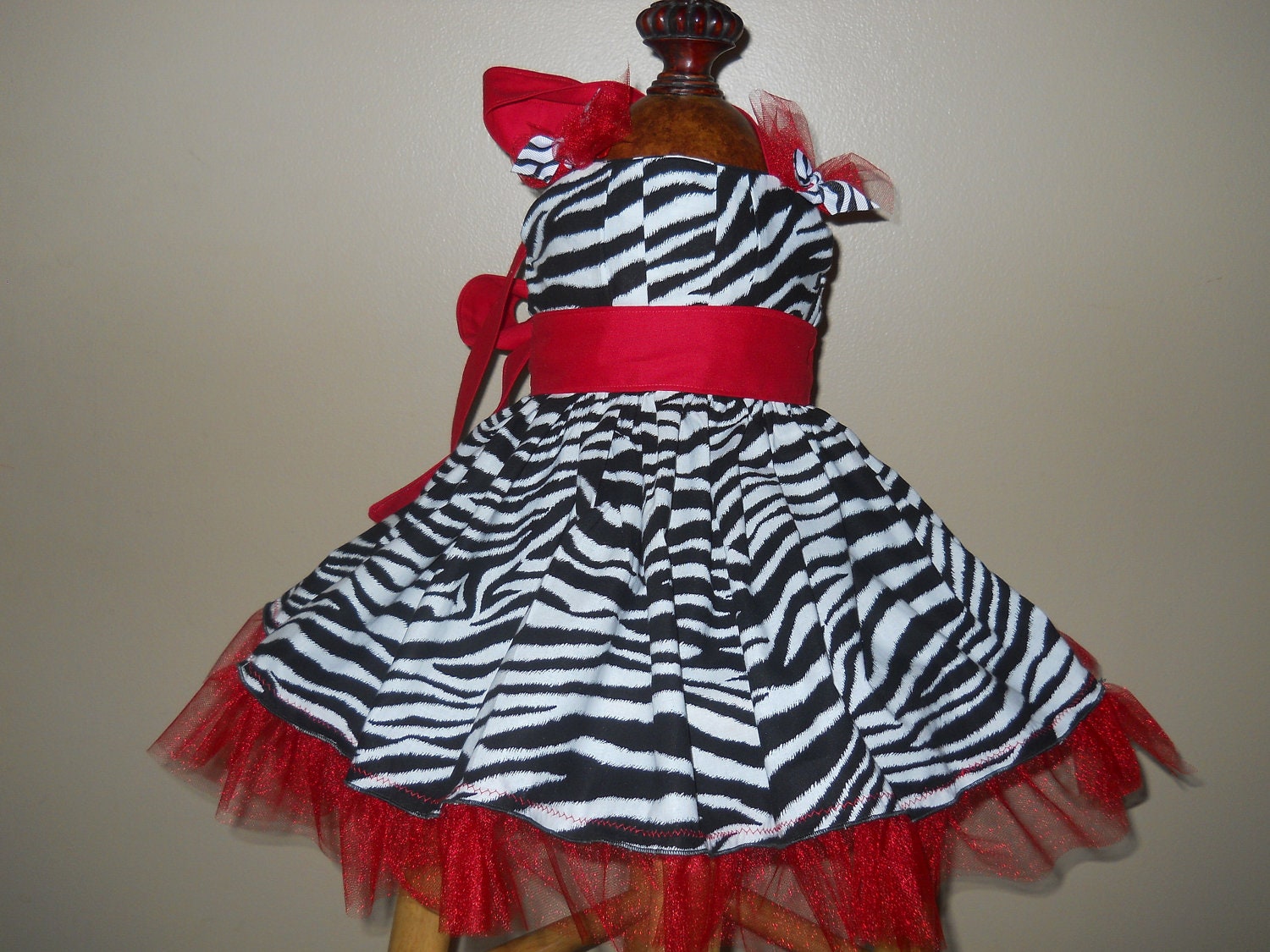 Little Girls Zebra Print Halter Twirl Dress. Holiday, Pageant, Valentines, Birthday wear