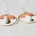 Peach coral  hoop earrings, handmade ooak, hoop earrings, peach coral beads, white jade teardrops.