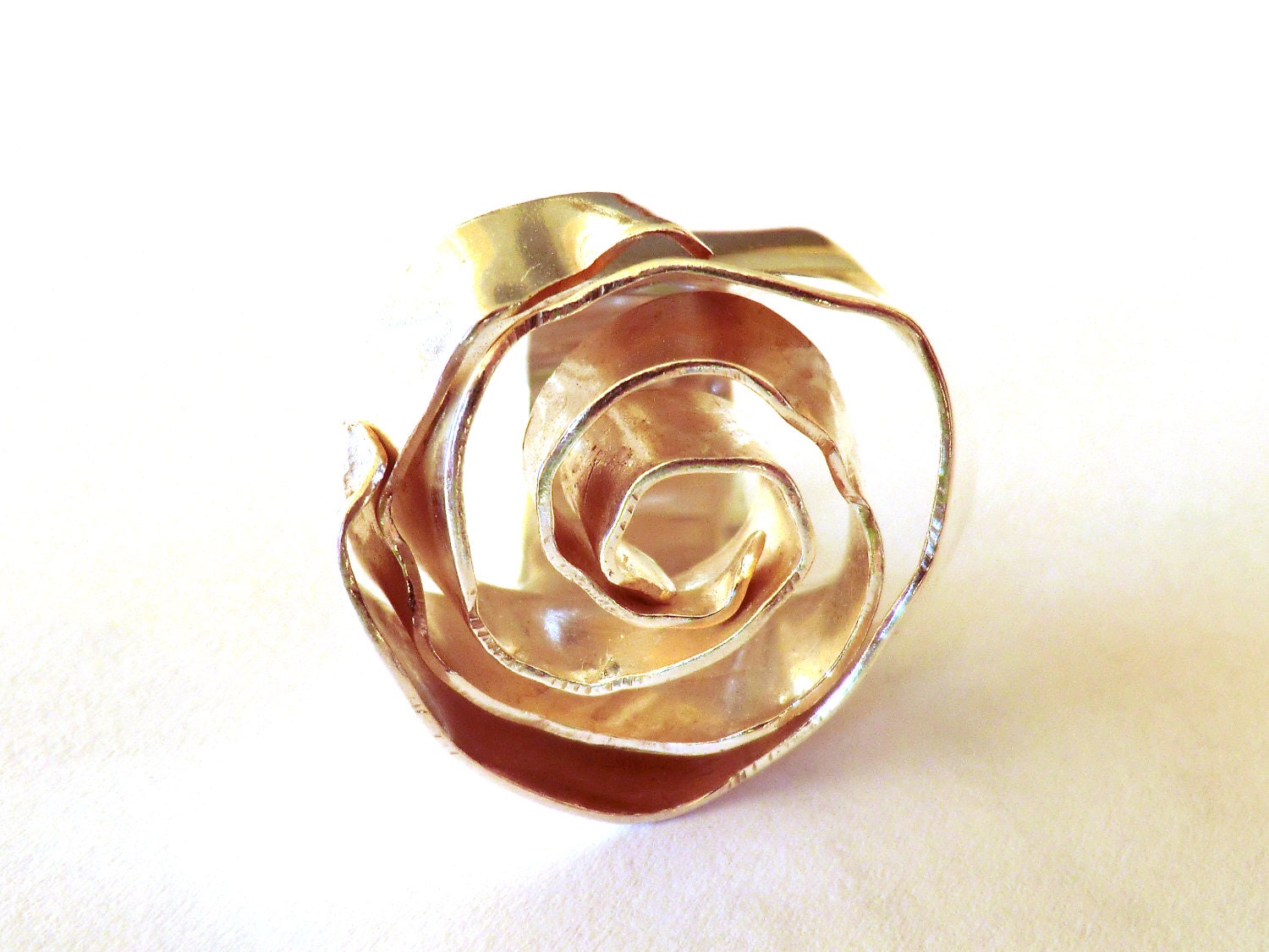 OOAK Rose ring, silver plated ring, bronze ring, handmade ring.