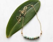 Turquoise Beaded Necklace, Wire Wrapped Jewelry, Handmade Beadwork Strand Necklace, Bohemian Jewelry, Turquoise Jewelry
