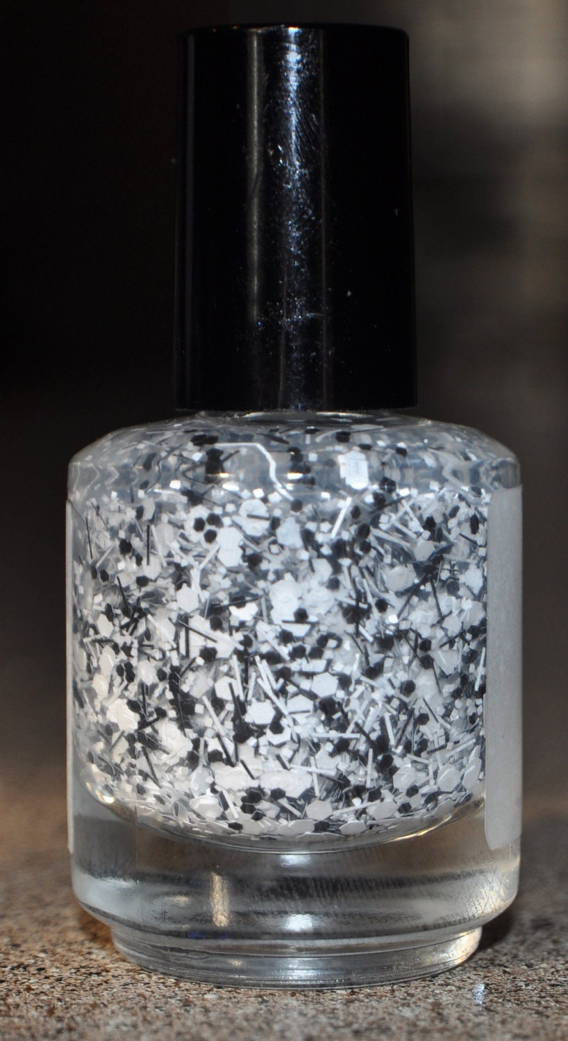 Black & White Varietal Glitter Polish/ Topcoat - "Zebra Juice" by Piper Polish - Full Size