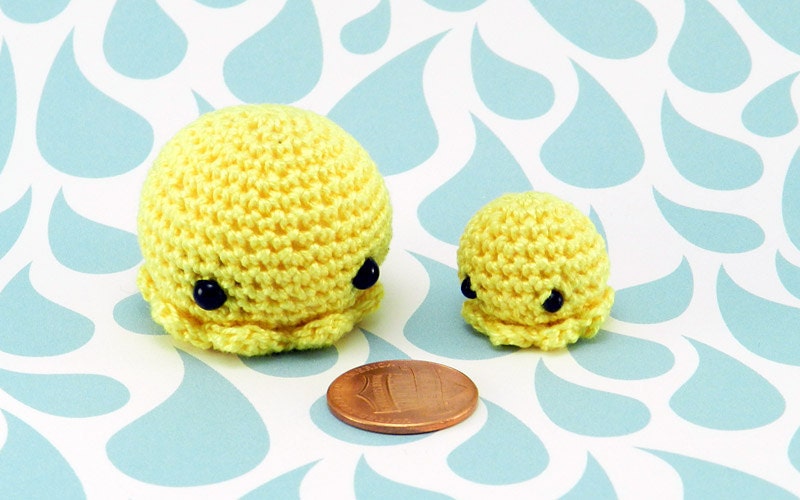 Jumbo MiniPus (Yellow) - Miniature Octopus Amigurumi Doll Plush