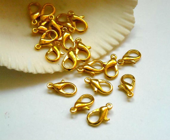 10 Gold Plated Lobster Claw Clasps