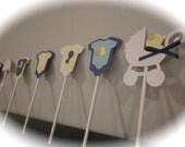 Mini Onesie Cupcake cake toppers baby shower decoration and baby carriage stroller toppers BABY BOY