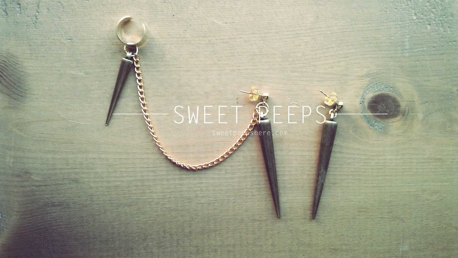 Gold Ear Cuff wit Gold Spikes and Bonus Spike Earring