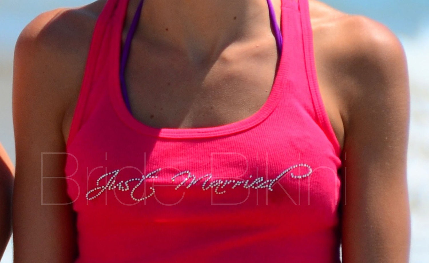Just Married Tank. Wedding Lace Back Tank. Rhinestone - Bride. Bridesmaid. Maid of Honor. Matron. I Do. Wifey. Brides Entourage