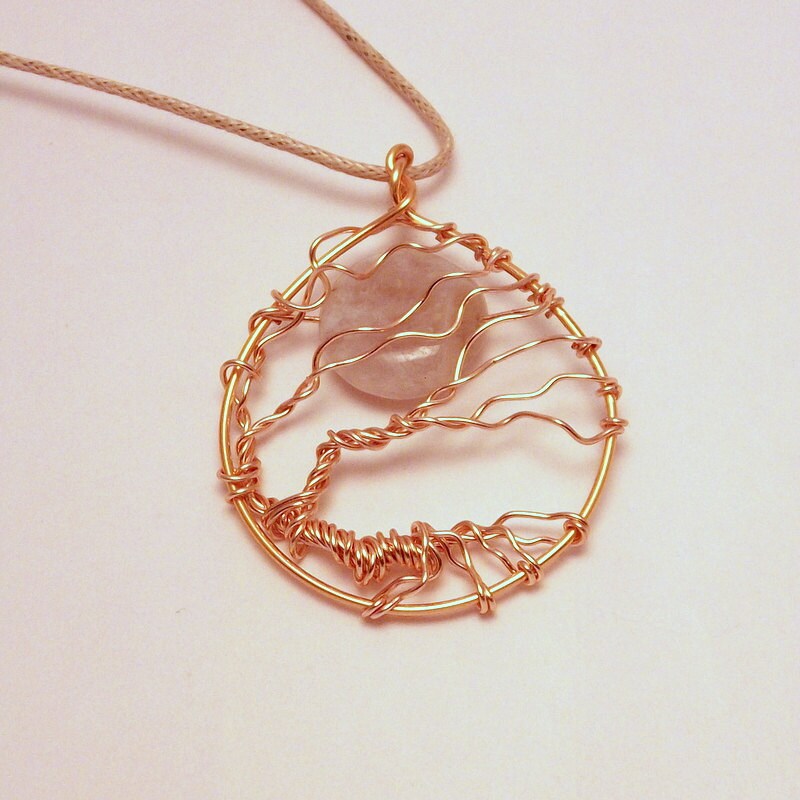Golden Tree and Full Moon Necklace