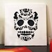 Day Of the Dead Sugar Skull Cut Paper Wall Art Black Glitter