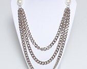 Zoe Chain and Pearl Layered Necklace in SILVER