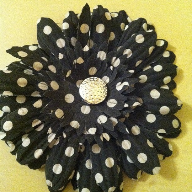 Polka Dot Fabric Flower Hair Clip