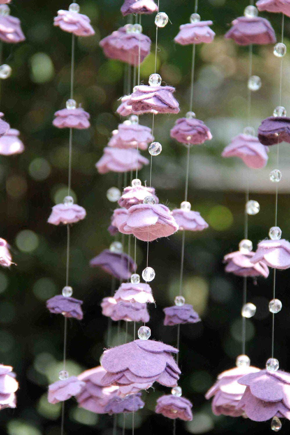 Shades of Purple Medium Felt and Crystal Rose Mobile