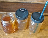 Mason Jar Brew, Store and Carry Lid  Set With BPA Free Reusable Straw  A-1