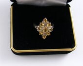 Sterling Silver Citrine Cocktail Ring - with Crystal Ring Holder