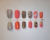 3D Bow Blinged Out Press Ons, Customized Press On Nails, Fake nails, Artificial Nails, Nails, Hand painted nails, False Nails