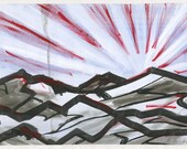 Sunrise Over Mountains Original painting on A3 Paper
