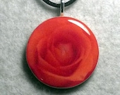 Orange Rose Necklace Pendant - sherrollsdesigns
