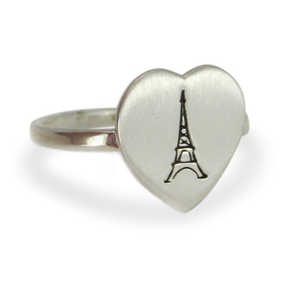 I Love Paris Eiffel Tower Sterling Silver Ring