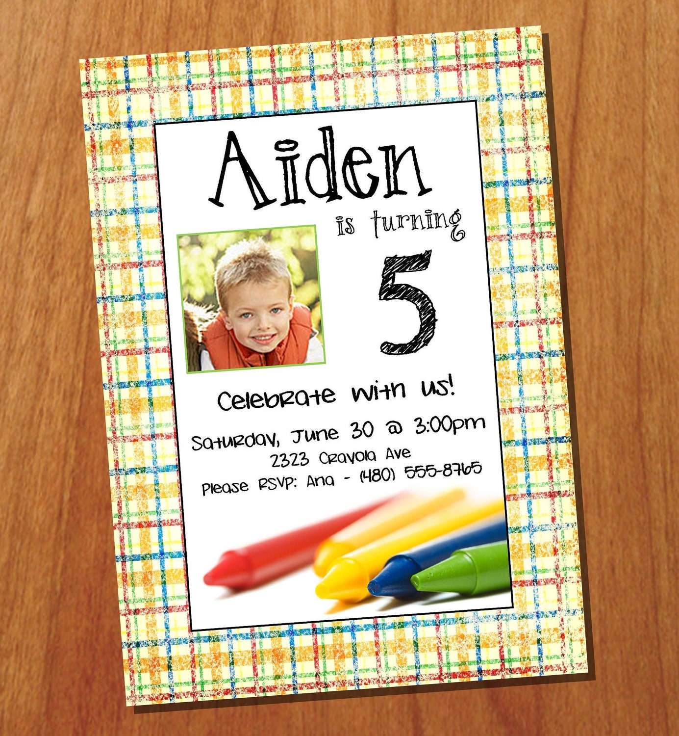 Crayon 5x7 Personalized DIY Printable Invitation, Digital Invitation Il_570xn