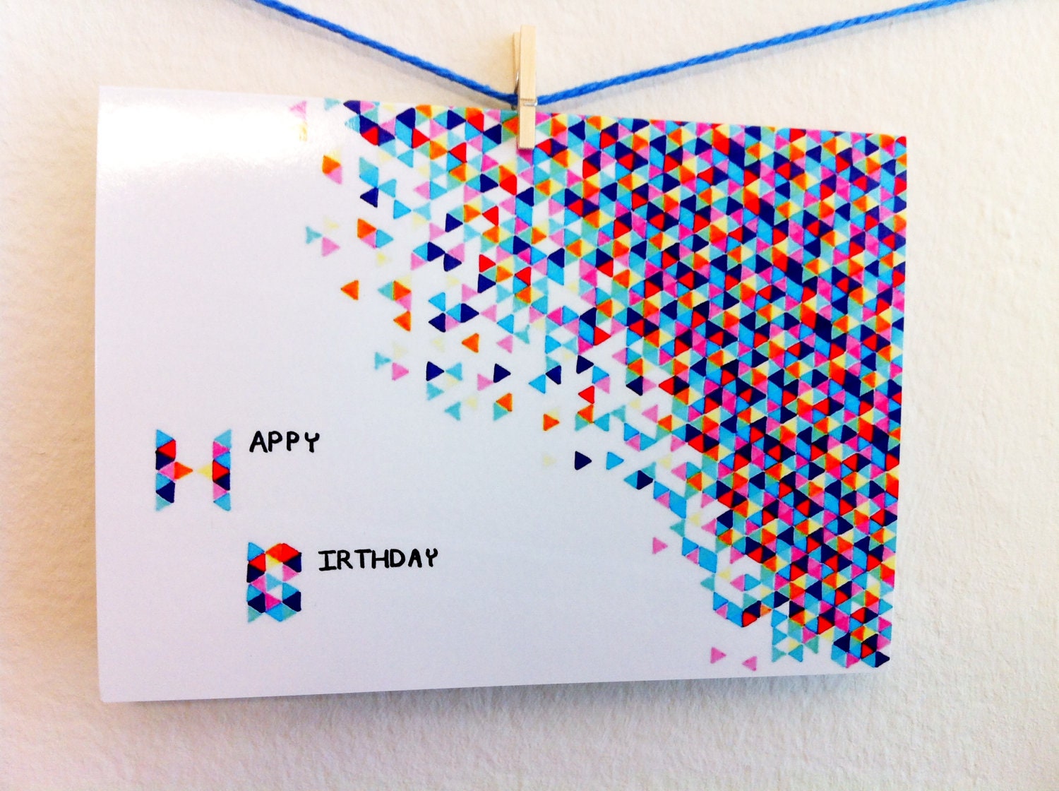 Happy Birthday Card - "Funfetti" Graph Drawing, Notecard/Stationery, Notecard, Art Stationery, Original artwork