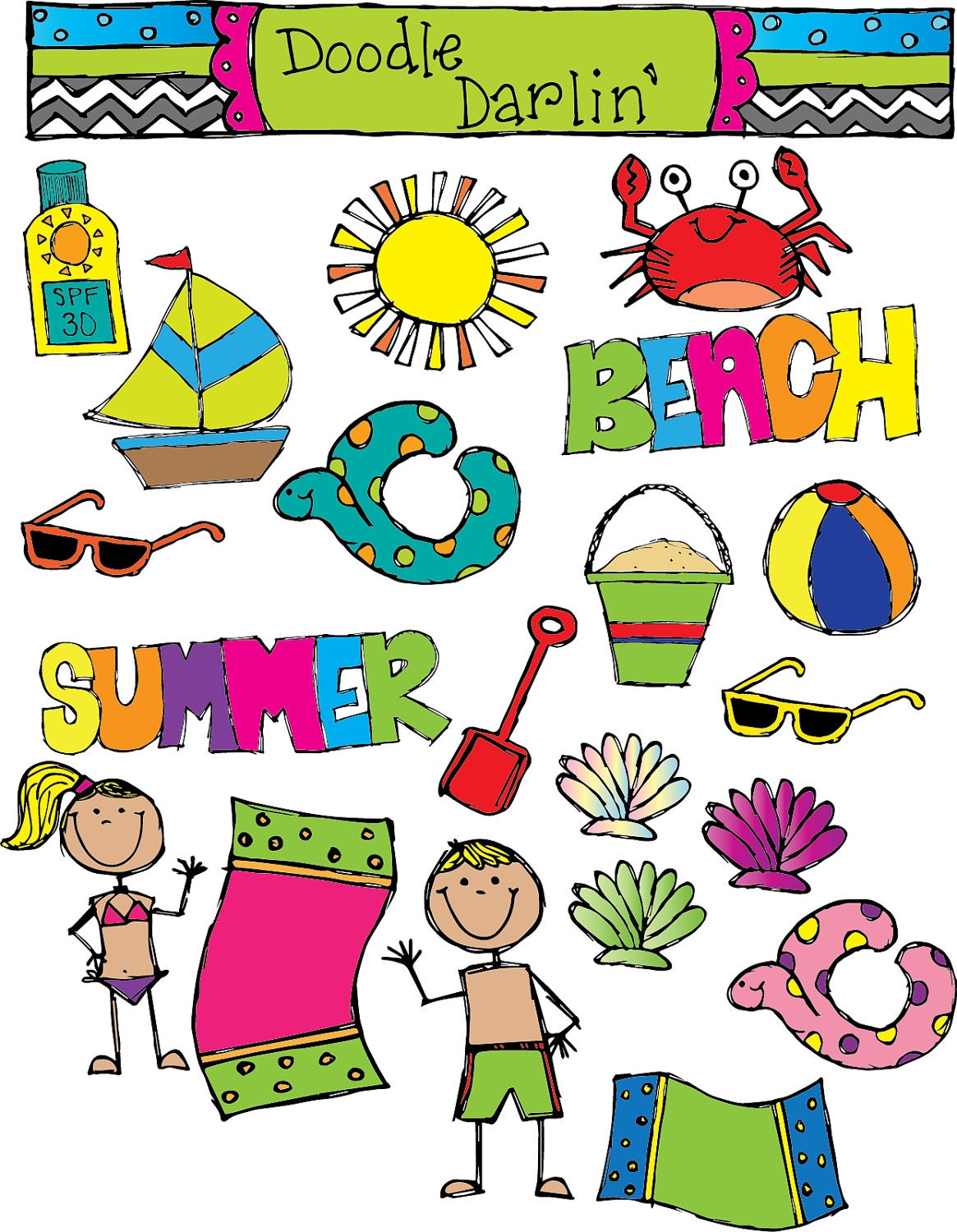 At The Beach COMBO Clipart Set