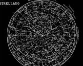 Celestial Map - Constellations of the Northern and Southern Hemisphere  Print Vintage Image