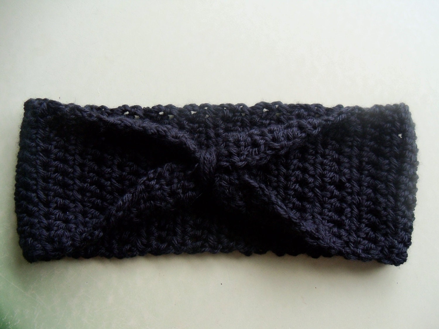 Faux Bow Earwarmer Headband in Black