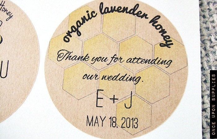 60 Honey Jar Labels - Personalized Honey Wedding Favors / Stickers / Honeycomb Wedding Favors