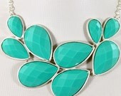 NEW silver tone bubble necklace Colorful Bubble Necklace, Drop Shape Necklace,bib necklace  Resin Jewelry  (FN0519-turquoise )