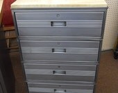 Industrial Metal Utility Cart Organizer Mobile Desk Office Cabinet Crafters Storage 4 Drawers